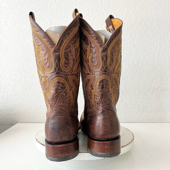 Rod Patrick Mens Cowboy Boots 13.5C Perro Loco Brown Leather Western Square Toe - Picture 3 of 12